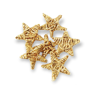 Ratanová hviezdička prírodná 5 cm - Zlatý glitter