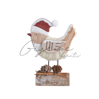Dekoračný drevený vtáčik 14 cm - Biely