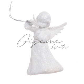 Dekoračný závesný anjel 10 cm - Biely