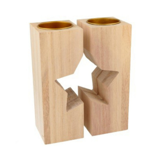 Set 2 drevených svietnikov ARTEMIO - Hviezda