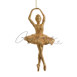 Dekoračná závesná baletka 18 cm - Zlatá